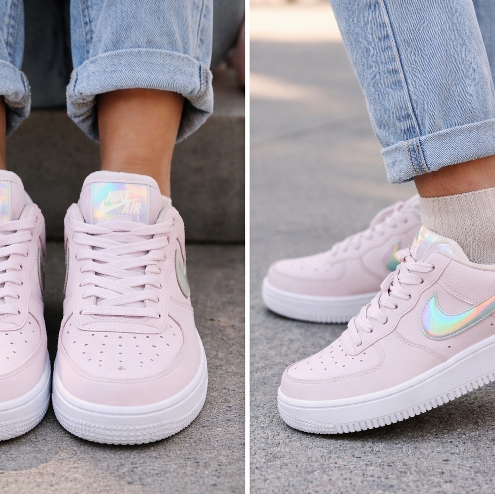 Nike Air Force 1 Low Pink Iridescent Swoosh Women’s / Youth 6.5Y